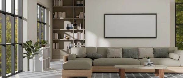 Rumah Mewah Modern Desain Interior Ruang Tamu Dengan Sofa Yang — Stok Foto