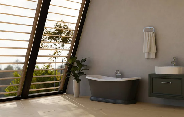 Moderní Luxusní Design Interiéru Koupelny Luxusní Vanou Umyvadlem Toaletním Stolku — Stock fotografie