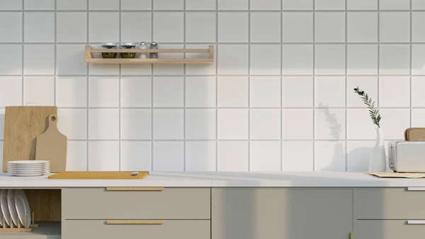 Copy Space Product Display Modern Minimal Kitchen Countop Kitchenware Decor — стоковое фото