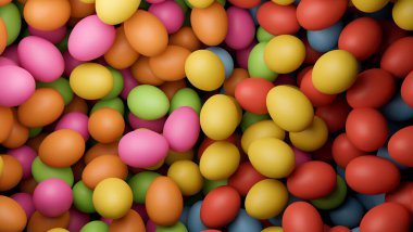 Colorful Easter eggs background for web banner, Colorful eggs background. 3d render, 3d illustration