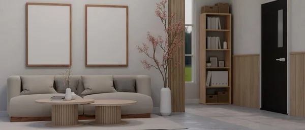 Interior Modern Contemporary Home Living Room Comfortable Sofa Coffee Table — Stock Photo, Image