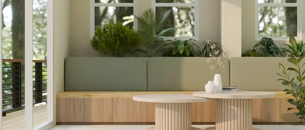 Diseño Interiores Hermosa Cafetería Cafetería Zona Estar Con Cómodo Sofá — Foto de Stock