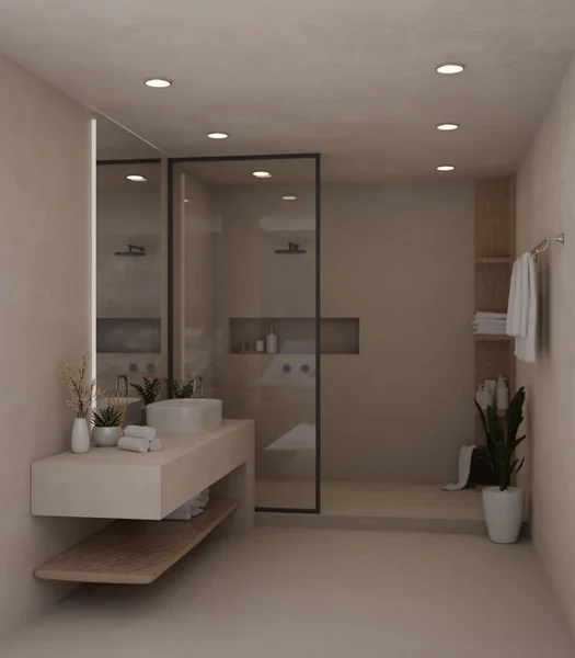 Design Interiores Uma Moderna Casa Banho Luxo Com Top Luxo — Fotografia de Stock
