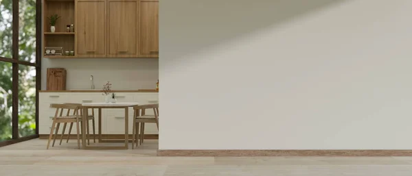 Interieur Van Een Minimalistische Scandinavische Keuken Witte Houten Stijl Met — Stockfoto