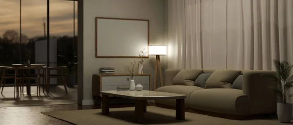 Design Interiores Uma Sala Estar Contemporânea Acolhedora Noite Sofá Confortável — Fotografia de Stock