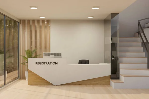 Interior Design Modern Hospital Clinic Reception Area Registration Counter Waiting — Stock Photo, Image