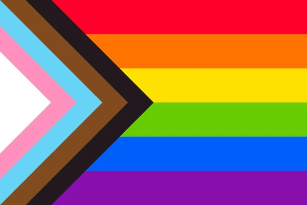 前进的骄傲旗 为各种不同的人 男女同性恋 双性恋 变性者 同性恋者和有色人种群体提供包容性彩虹旗 免版税图库插图