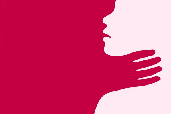 Abuse Concept Hand Strangling Choking Neck Female Victim Woman Head — Stockový vektor