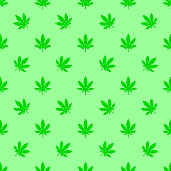 Cannabispflanze Blatt Und Blätter Als Abstraktes Nahtloses Muster Monochromer Grüner — Stockvektor
