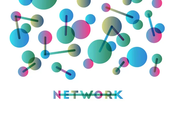 用线条连接起来的彩色圆点的抽象网络概念 图库矢量图片
