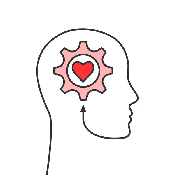 Περίγραμμα Κεφαλής Εργαλεία Και Σχήμα Καρδιάς Ψυχική Υγεία Ψυχική Ευεξία — Διανυσματικό Αρχείο