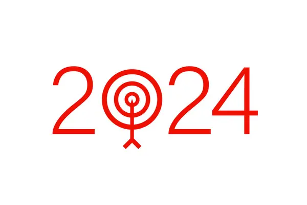 해결책 개념으로 화살표와 표적에 2024년 다트와 보드의 중심에 동그라미 Bullseye 스톡 일러스트레이션