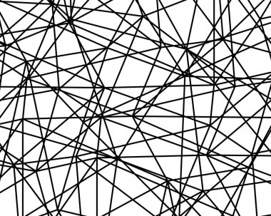 Beyaz arka planda kalın siyah çizgiler. Soyut geometrik arkaplan düz çizgi sanatı, dağınık, rastgele ve asimetrik tasarım. Tek renkli vektör illüstrasyonu.