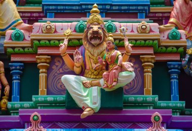 Hindu tanrı tanrısı Vishnu in Narasimha avatar (aslan surat)