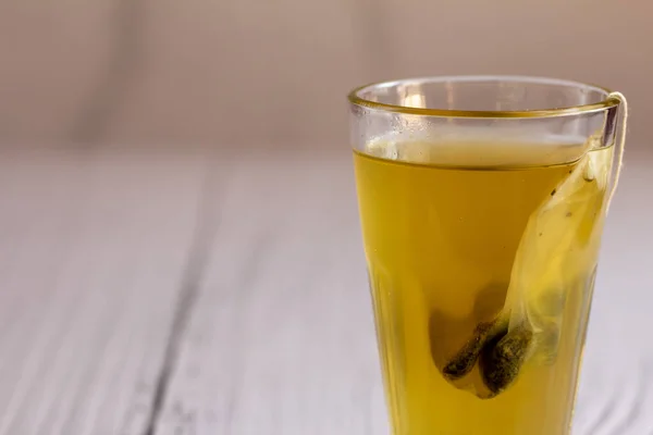 Hot Green Tea Lemon Mint Flavor Glass Cup — Stock Photo, Image