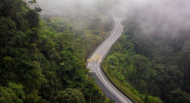 Moutain ghat road passing through the forest area, Genting Highalnds.