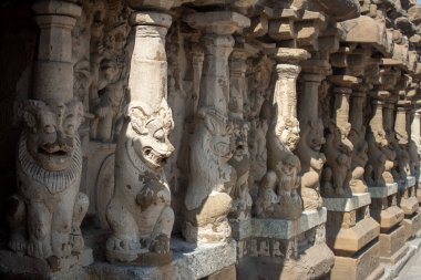 Kailasanathar Tapınağı 'nın sütunları aynı zamanda Kailasanatha tapınağı, Kanchipuram, Tamil Nadu, Hindistan olarak da bilinir. Bu bir Pallava dönemi tarihi Hindu tapınağı..