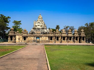 The Kailasanathar Temple also referred to as the Kailasanatha temple, Kanchipuram, Tamil Nadu, India. It is a Pallava era historic Hindu temple. clipart
