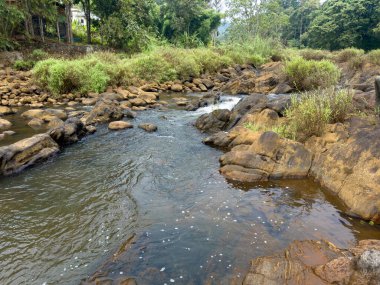 Water flowing along the scenic Muthirapuzha River near Munnar, Idukki District, Kerala. clipart