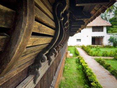 Padmanabhapuram Palace which is a Travancore-era palace located in Padmanabhapuram in the Kanyakumari district, Tamil Nadu. It is also known as Kalkulam Palace, Selective focus on the foreground clipart