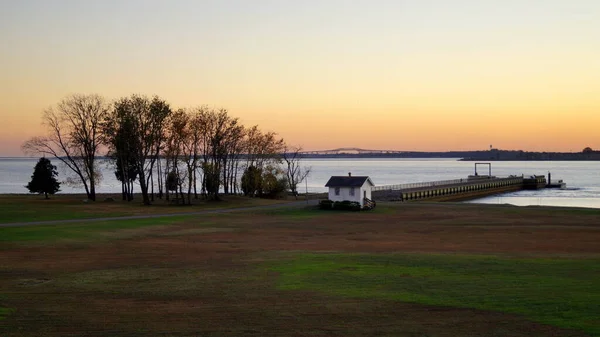 Fort Mott State Park Nabrzeże Zachód Słońca Delaware River Pennsville — Zdjęcie stockowe