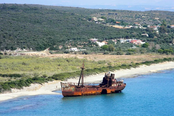 Das Schiffswrack Von Dimitrios Strand Von Valtaki Der Nähe Von — Stockfoto