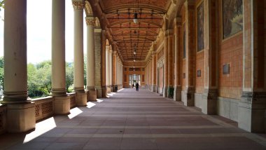 Open colonnade of the Trinkhalle, inner view, Baden-Baden, Germany - July 3, 2017