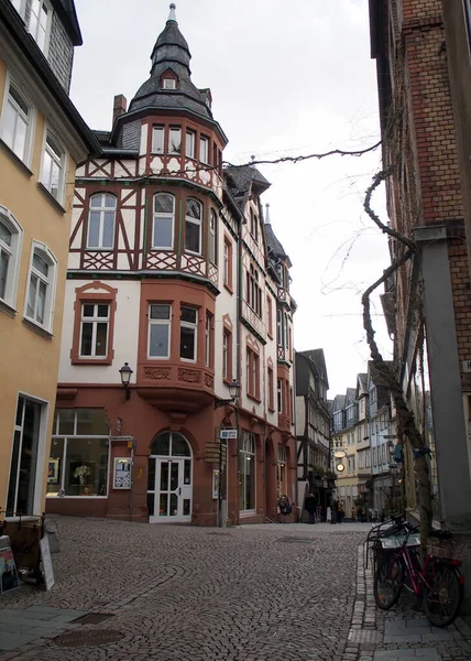 Тихая Улица Самом Сердце Старого Города Вецлар Германия Февраля 2023 — стоковое фото