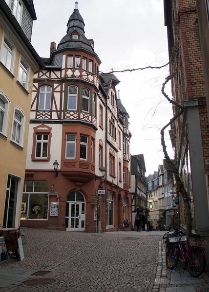 Quiet street in the heart of the old town in the early evening, Wetzlar, Germany - February 4, 2023