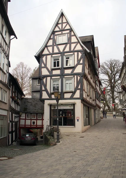 Casa Tradicional Emoldurada Madeira Coração Cidade Velha Wetzlar Alemanha Fevereiro — Fotografia de Stock