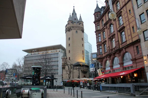 Eschenheimer Turm Późnośredniowieczna Wieża Bramy Miejskiej Wzniesiona Początku Wieku Widok — Zdjęcie stockowe