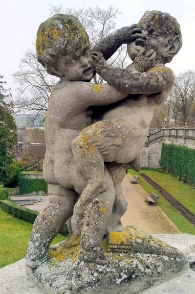 Esculturas Putti Nos Jardins Corte Dos Residenz Palácio Barroco Príncipe — Fotografia de Stock