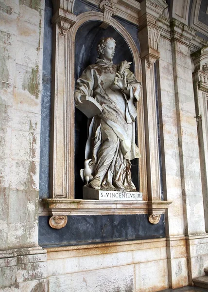 São Vicente Decorações Esculturais Basílica Palácio Convento Mafra Portugal Setembro — Fotografia de Stock
