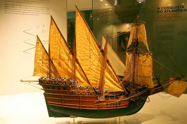 Kwadratowa Przyczepa Model Wiecznego Żaglowca Muzeum Marynarki Wojennej Museu Marinha — Zdjęcie stockowe