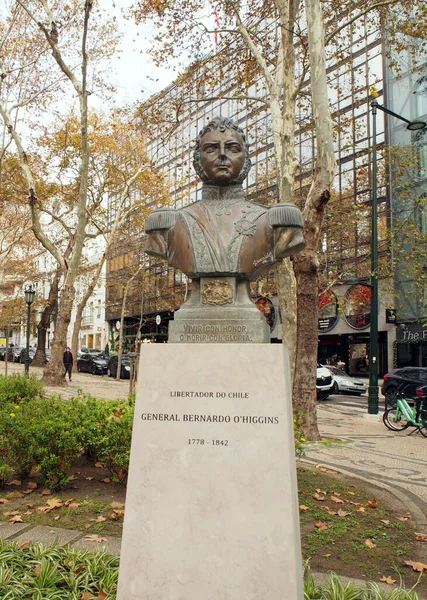 Generál Bernardo Higgins Bronzová Busta Šampióna Nezávislosti Chile Avenida Liberdade — Stock fotografie