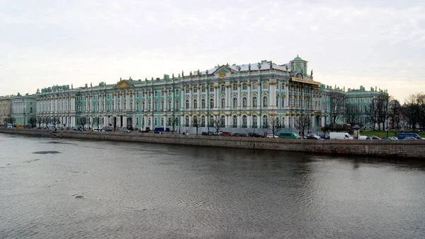 Winter Palace Waterfront Exterior Neva River Floating Ice Foreground Petersburg — Stock Photo, Image