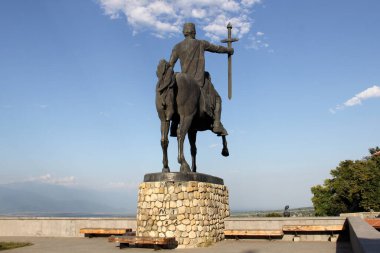 Equestrian statue of King Erekle II, aka Heraclius II, art work by Merab Merabishvili, created in 1971, Telavi, Georgia - July 19, 2014