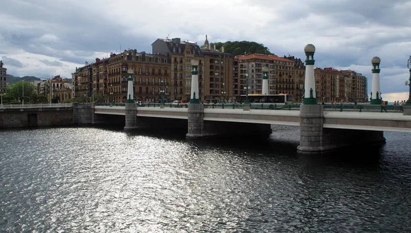 Zurriola Bridge Urumea River Donostia San Sebastian Basque Country Spain — стоковое фото