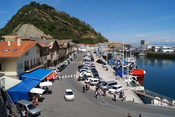 Balıkçılık Limanı Marina Arka Planda San Anton Dağı Getaria Bask — Stok fotoğraf