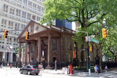 Aşağı Manhattan 'daki St. Paul Kilisesi, 209 Broadway' de bulunan bir piskoposluk kilisesi, Geç Gürcistan kilise mimarisinin en iyi örneklerinden biri, New York, New York, New York, ABD - 21 Mayıs 2022