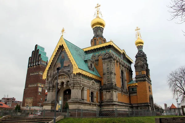 Mary Magdalene Kilisesi Mathildenhoehe Deki Tarihi Rus Ortodoks Kilisesi 18971899 — Stok fotoğraf