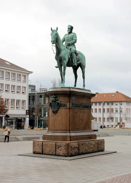 Statua Equestre Ludwig Granduca Assia Sulla Friedensplatz Opera Arte Fritz — Foto Stock