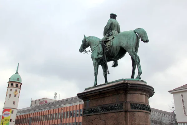 Paardenstandbeeld Van Ludwig Groothertog Van Hessen Friedensplatz Kunstwerk Van Fritz — Stockfoto