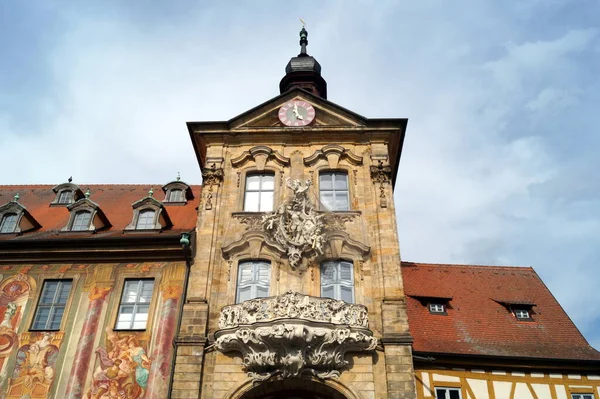 Old Town Hall Altes Rathaus Baroque Decorations Balcony Clock Tower — Stok fotoğraf
