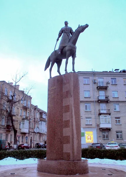 Monument Defenders Borders Homeland Equestrian Statue Cossack Installed 2013 View — Stock Photo, Image