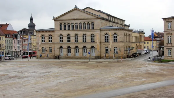 Landestheater Στο Schlossplatz Θέα Στο Χιονισμένο Απόγευμα Χειμώνα Από Βεράντα — Φωτογραφία Αρχείου