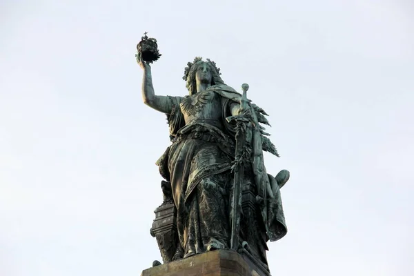 Germania Figure Topping Niederwald Monument Built 1871 1883 Commemorate Unification — Stock Photo, Image