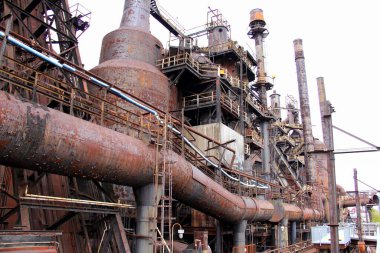 Kapatılan Beytüllahim Çelik Fabrikası, şimdi halka açık park ve dinlenme alanı, Beytüllahim, PA, ABD - 14 Nisan 2017