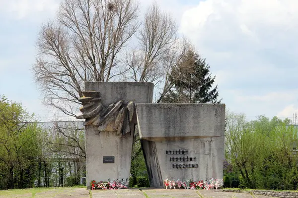 stock image Monument to the Defenders of the Nation, Memorial park, installed in 1969, Krosno Odrzanskie, Poland - May 4, 2012
