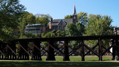 Eski Winchester ve Potomac Demiryolu Tahta Viyadük, Harpers Ferry, WV, ABD - 5 Eylül 2015